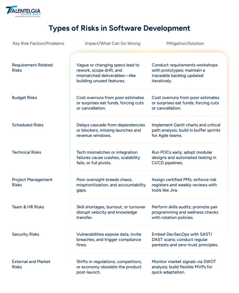 Types of Risks in Software Development